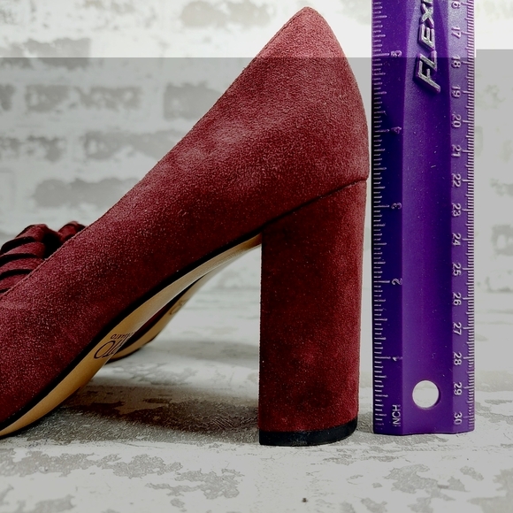 SARTO By Franco Sarto Burgundy Leather Round-Toe Heeled Pumps Sandals M662 - Picture 9 of 13